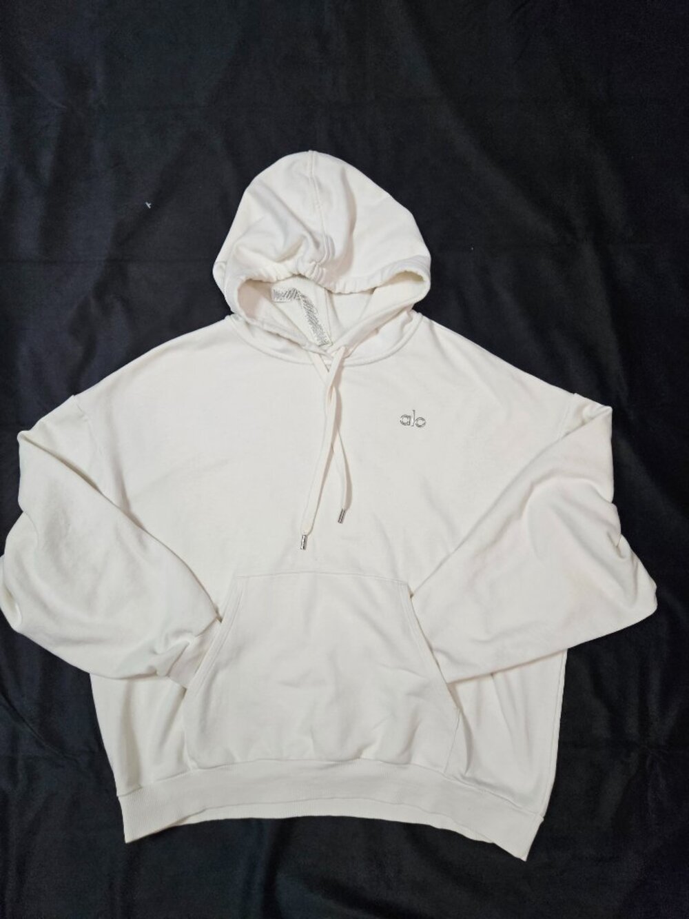 Alo Clean Girl  Yoga Cream Off White Pullover Hoodie Sweatshirt Size Large L 🤍✨
